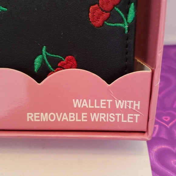 Betsey Johnson Black Wallet with Cherry Embroidery - Picture 2 of 2